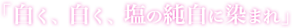 「白く、白く、塩の純白に染まれ」